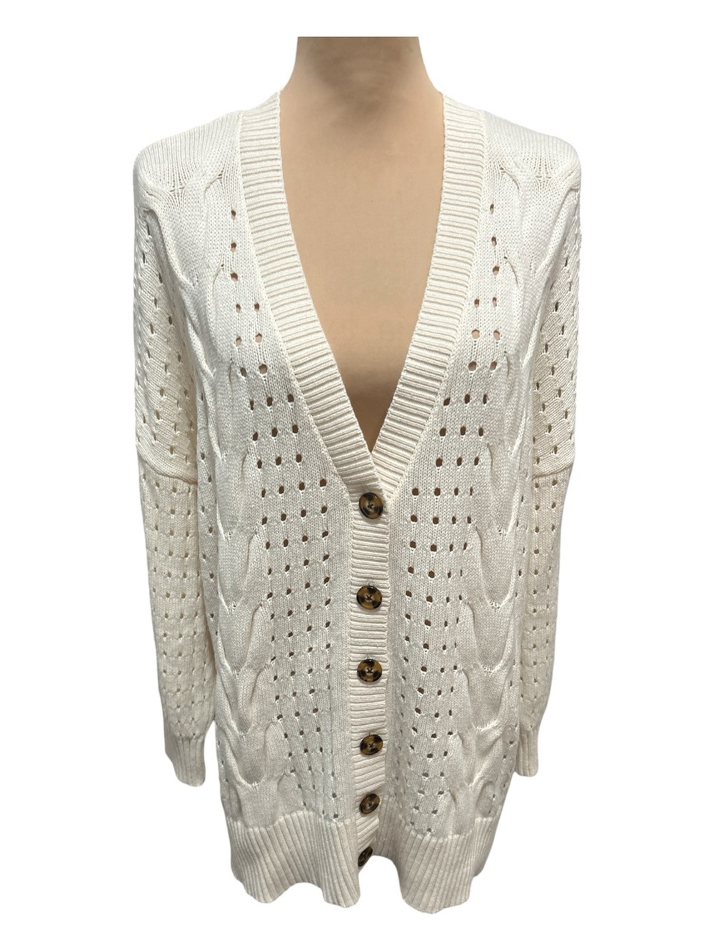 Torrid Women’s Cable Boyfriend Cardigan Sweater Button Front Ivory Plus Size 2X - Picture 3 of 8